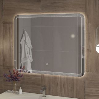 Зеркало Cezares с лазерной гравировкой, контурной подсветкой сенсорным выключателем CEZARES CZR-SPC-DUET-900-800-LED-TCH